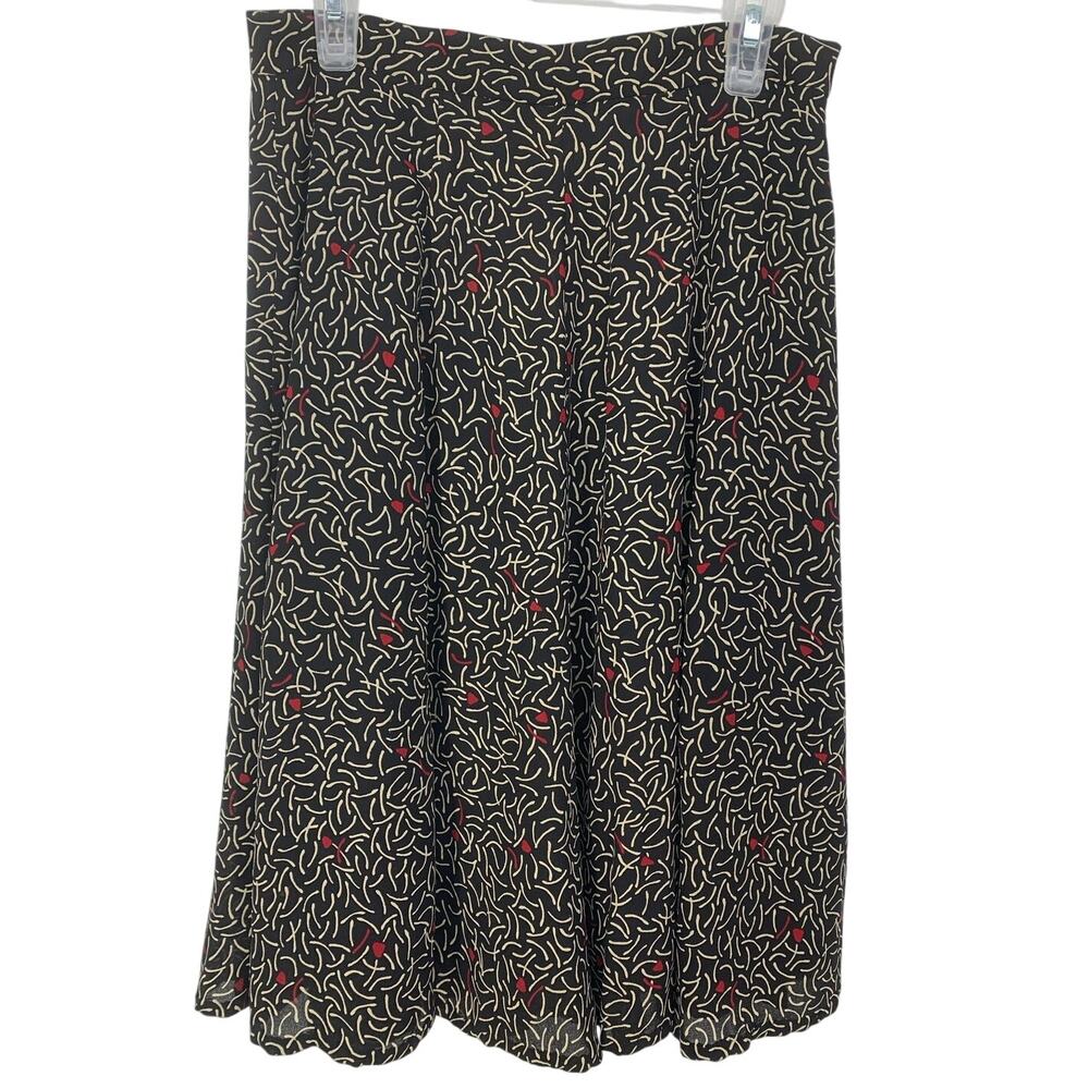 Vintage Jason Prescott Abstract Print Knee Length Skirt Size S Black Academia